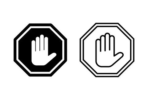 Stop icon set. stop road sign. hand stop icon vector Stock Illustration