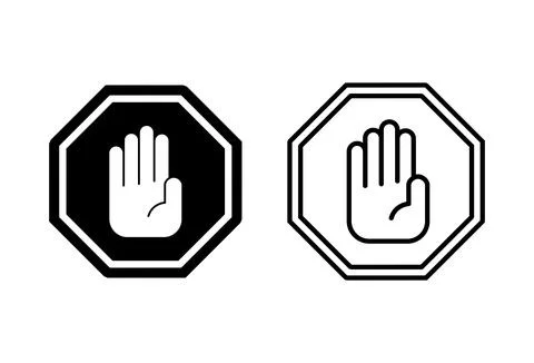 Stop icon set. stop road sign. hand stop icon vector Stock Illustration