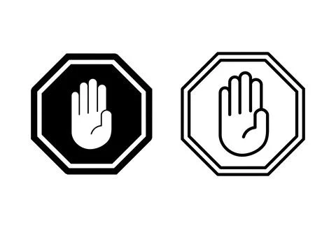 Stop icon set. stop road sign. hand stop icon vector Stock Illustration