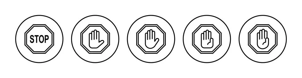 Stop icon set. stop road sign. hand stop icon vector Stock-Illustration