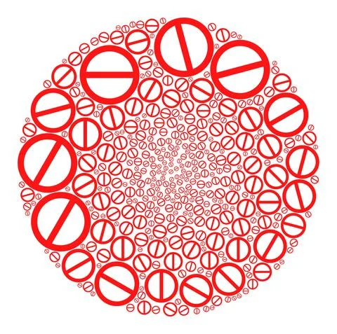 Stop Icon Spheric Cluster Collage 스톡 일러스트