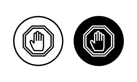 Stop icon vector illustration. stop road sign. hand stop sign and symbol. D.. Stock Illustration