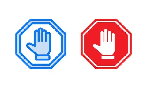 Stop icon vector illustration. stop road sign. hand stop sign and symbol. D.. Stock Illustration