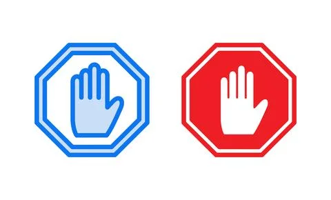 Stop icon vector illustration. stop road sign. hand stop sign and symbol. D.. Stock Illustration