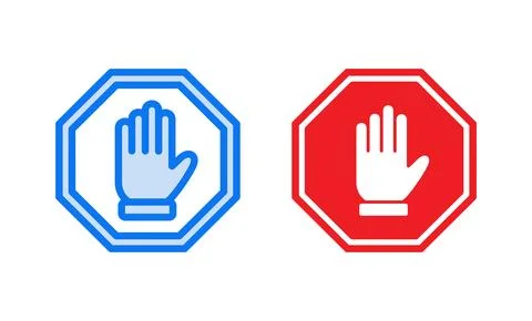 Stop icon vector illustration. stop road sign. hand stop sign and symbol. D.. Stock Illustration