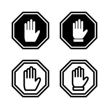 Stop icon vector illustration. stop road sign. hand stop sign and symbol. D.. Stock Illustration