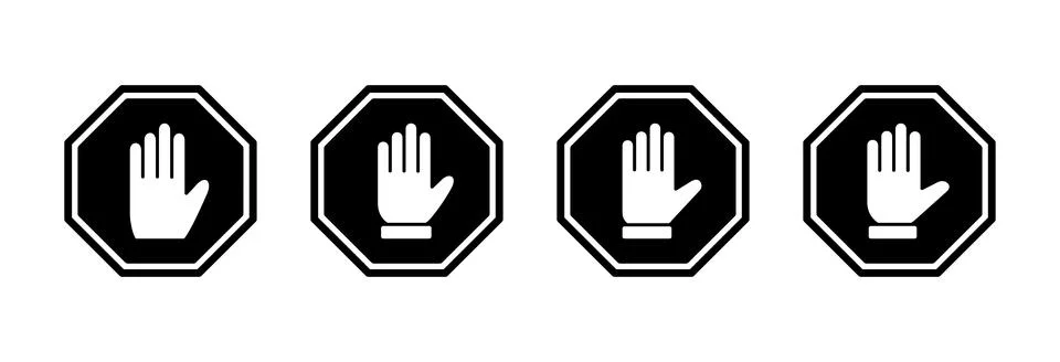 Stop icon vector illustration. stop road sign. hand stop sign and symbol. D.. Stock Illustration