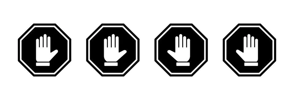 Stop icon vector illustration. stop road sign. hand stop sign and symbol. D.. Stock Illustration