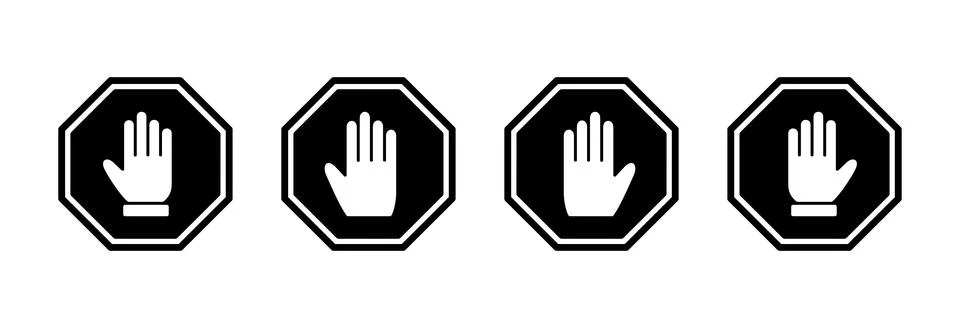 Stop icon vector illustration. stop road sign. hand stop sign and symbol. D.. Stock Illustration