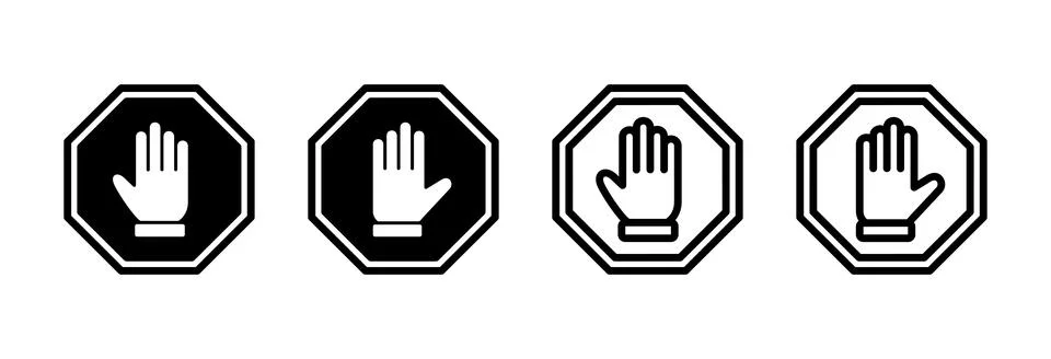 Stop icon vector illustration. stop road sign. hand stop sign and symbol. D.. Stock Illustration