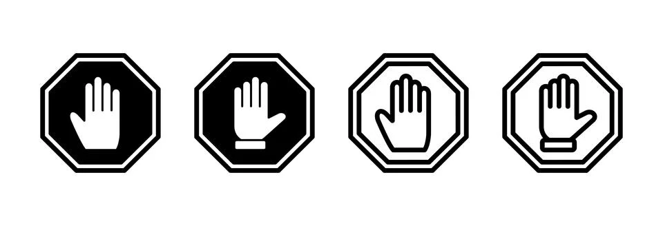 Stop icon vector illustration. stop road sign. hand stop sign and symbol. D.. Stock Illustration