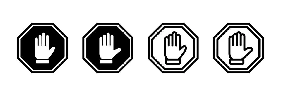 Stop icon vector illustration. stop road sign. hand stop sign and symbol. D.. Stock Illustration