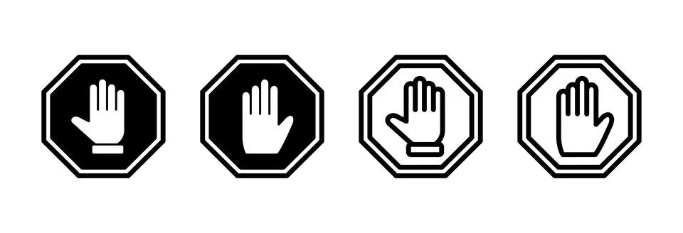 Stop icon vector illustration. stop road sign. hand stop sign and symbol. D.. Stock Illustration