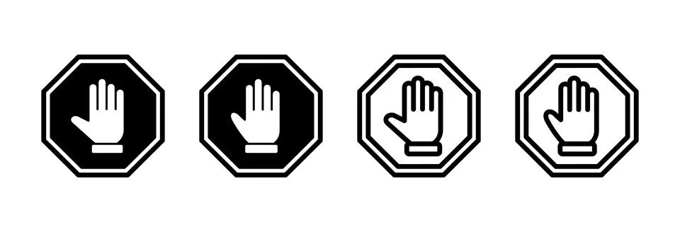 Stop icon vector illustration. stop road sign. hand stop sign and symbol. D.. Stock Illustration