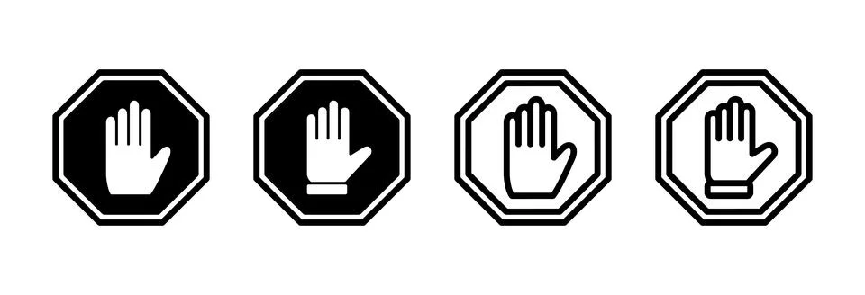 Stop icon vector illustration. stop road sign. hand stop sign and symbol. D.. Stock Illustration