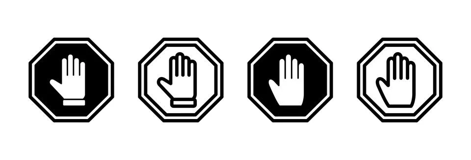 Stop icon vector illustration. stop road sign. hand stop sign and symbol. D.. Stock Illustration