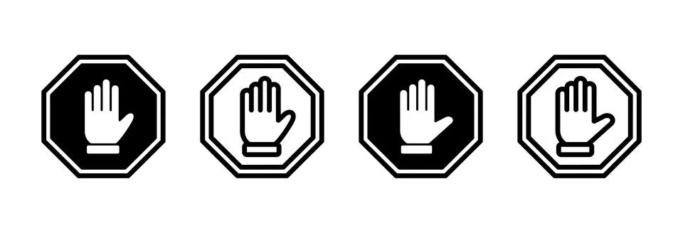 Stop icon vector illustration. stop road sign. hand stop sign and symbol. D.. Stock Illustration