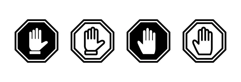 Stop icon vector illustration. stop road sign. hand stop sign and symbol. D.. Stock Illustration