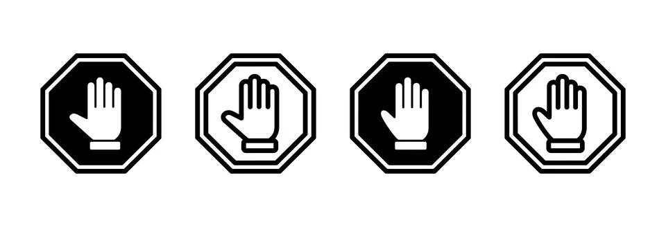 Stop icon vector illustration. stop road sign. hand stop sign and symbol. D.. Stock Illustration