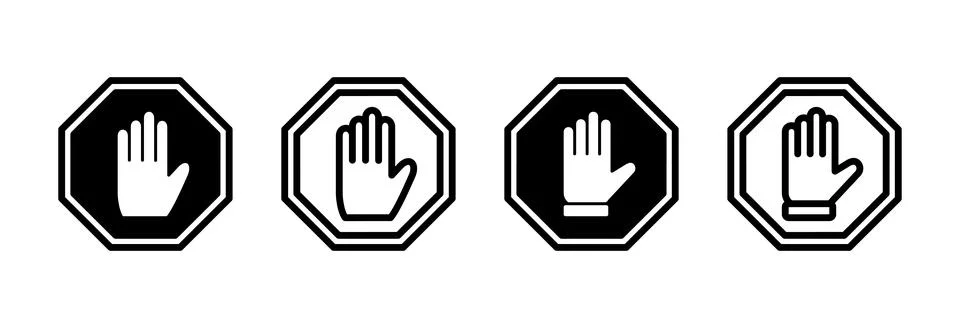 Stop icon vector illustration. stop road sign. hand stop sign and symbol. D.. Stock Illustration