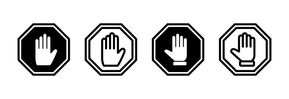 Stop icon vector illustration. stop road sign. hand stop sign and symbol. D.. Stock Illustration
