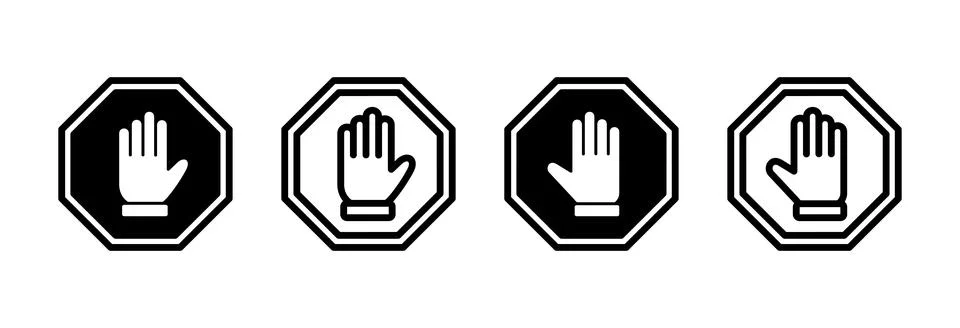 Stop icon vector illustration. stop road sign. hand stop sign and symbol. D.. Stock Illustration