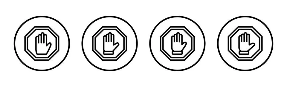 Stop icon vector illustration. stop road sign. hand stop sign and symbol. D.. Stockillustratie