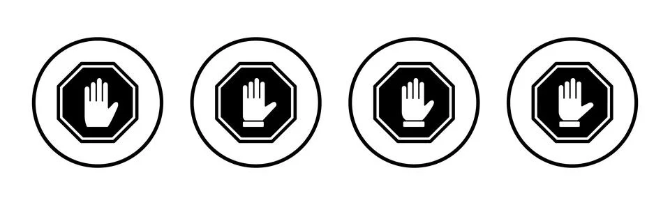 Stop icon vector illustration. stop road sign. hand stop sign and symbol. D.. Stockillustratie