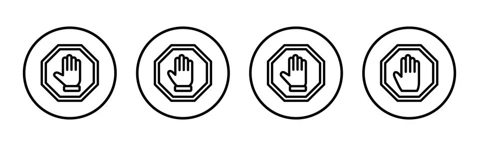 Stop icon vector illustration. stop road sign. hand stop sign and symbol. D.. Stockillustratie