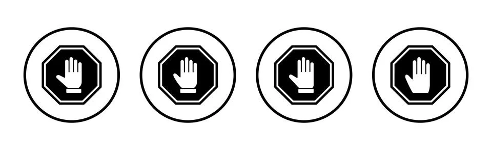 Stop icon vector illustration. stop road sign. hand stop sign and symbol. D.. Stockillustratie