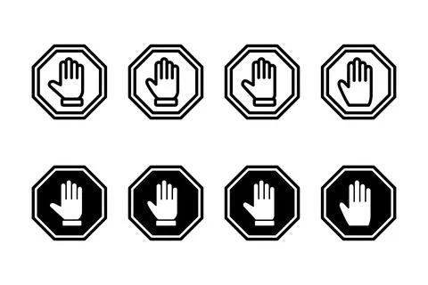 Stop icon vector illustration. stop road sign. hand stop sign and symbol. D.. Stockillustratie