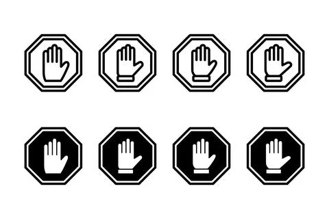 Stop icon vector illustration. stop road sign. hand stop sign and symbol. D.. Stockillustratie