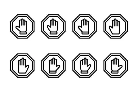 Stop icon vector illustration. stop road sign. hand stop sign and symbol. D.. Stock Illustration