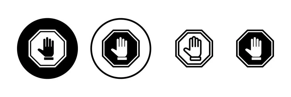 Stop icon vector illustration. stop road sign. hand stop sign and symbol. D.. Stock Illustration