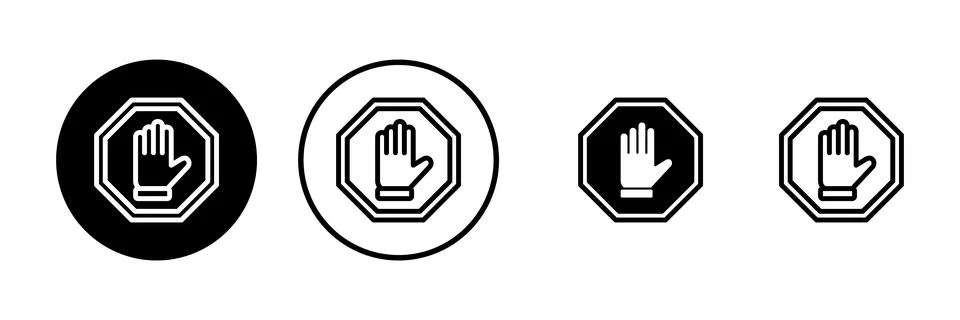 Stop icon vector illustration. stop road sign. hand stop sign and symbol. D.. Stock Illustration