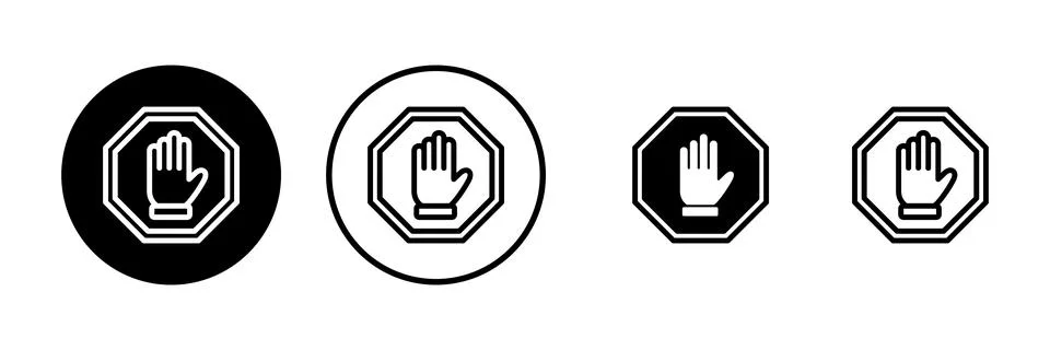 Stop icon vector illustration. stop road sign. hand stop sign and symbol. D.. Stock Illustration