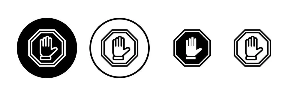 Stop icon vector illustration. stop road sign. hand stop sign and symbol. D.. Illustrazione stock