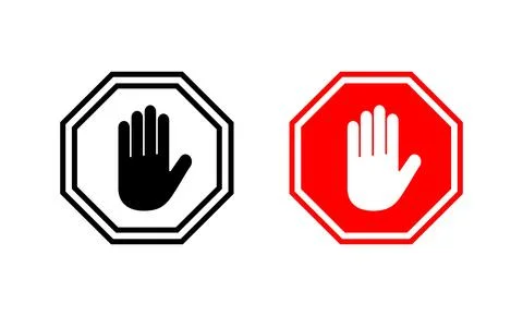 Stop icon vector. stop road sign. hand stop sign and symbol. Do not enter s.. Stock Illustration