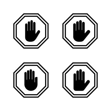 Stop icon vector. stop road sign. hand stop sign and symbol. Do not enter s.. Stock Illustration