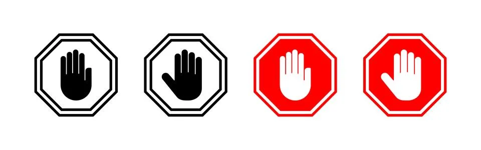 Stop icon vector. stop road sign. hand stop sign and symbol. Do not enter s.. Stock Illustration