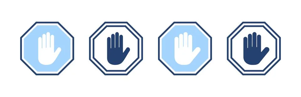 Stop icon vector. stop road sign. hand stop sign and symbol. Do not enter s.. Stock Illustration