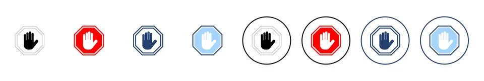 Stop icon vector. stop road sign. hand stop sign and symbol. Do not enter s.. Stock Illustration