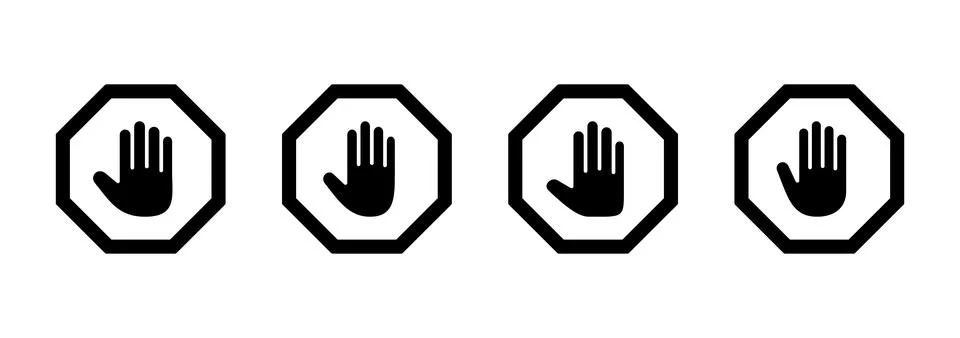 Stop icon vector. stop road sign. hand stop sign and symbol. Do not enter s.. Stock Illustration