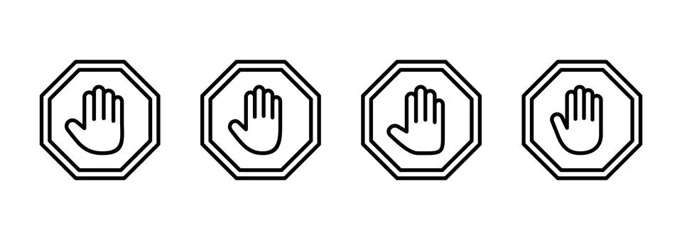 Stop icon vector. stop road sign. hand stop sign and symbol. Do not enter s.. Stock Illustration