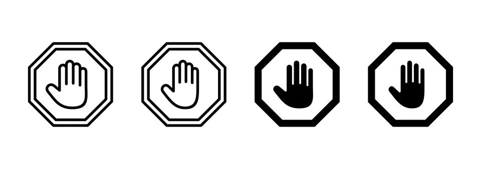 Stop icon vector. stop road sign. hand stop sign and symbol. Do not enter s.. Stock Illustration