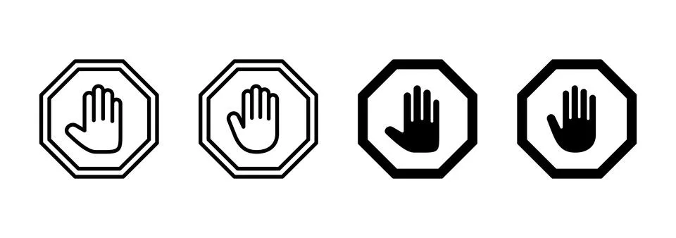 Stop icon vector. stop road sign. hand stop sign and symbol. Do not enter s.. Stock Illustration