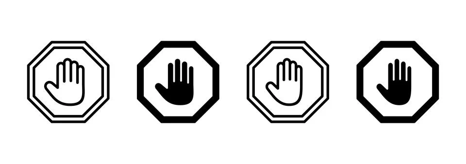 Stop icon vector. stop road sign. hand stop sign and symbol. Do not enter s.. Stock Illustration