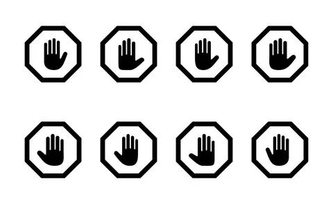 Stop icon vector. stop road sign. hand stop sign and symbol. Do not enter s.. Stock Illustration