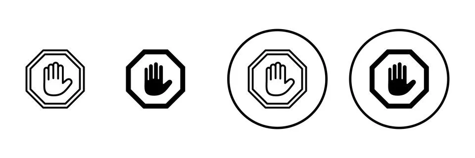 Stop icon vector. stop road sign. hand stop sign and symbol. Do not enter s.. Stock Illustration