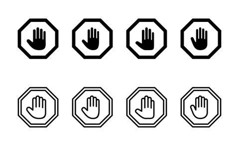 Stop icon vector. stop road sign. hand stop sign and symbol. Do not enter s.. Stock Illustration